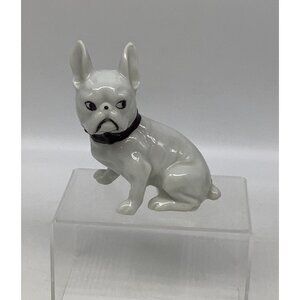 Vintage French Bulldog Japan signed Black Collar Porcelain